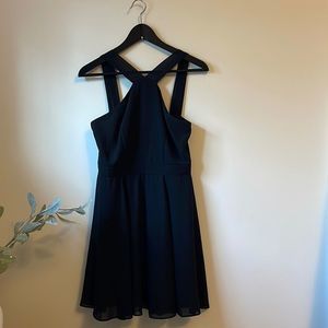 Lulu’s Black Swing Dress. Size Medium Rayon Overlay.